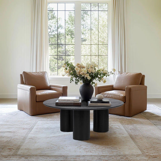 Drum With 3 Legs Pedestal Round Coffee Table