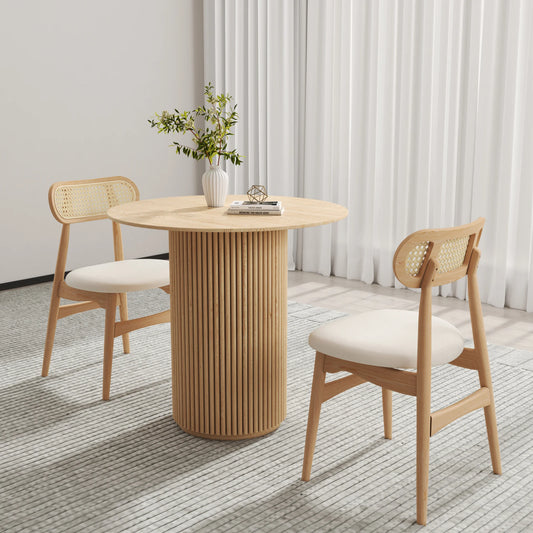 Dining Set 31.5" Round Dining Table Natural with 2 Chairs