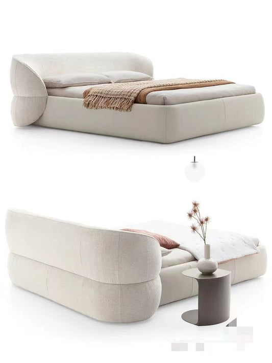 Lamb Fleece Curve Solid Wooden Bed Frame
