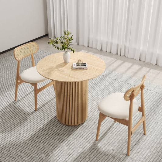 Dining Set 31.5" Round Dining Table Natural with 2 Chairs